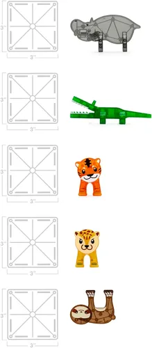 Vista 5 de MAGNA-TILES Jungle Animals - Juego de construcción magnética de 25 piezas, la marca original de construcción magnética