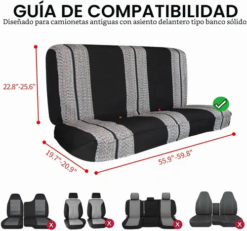 Vista 3 de Líder accesorios de auto, accesorios funda para asiento de coche y parabrisas parasol Solid Bench Seat Cover for Pickup SUVs, Heavy-Duty Woven