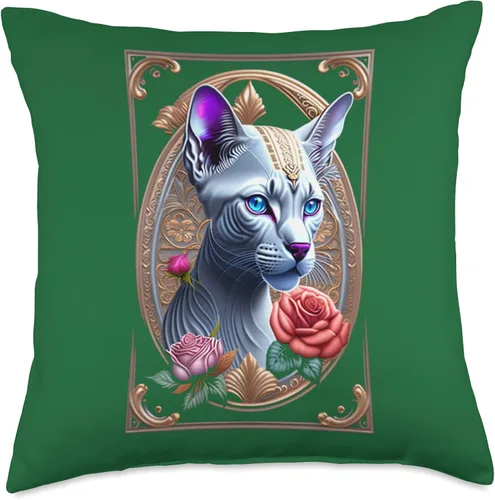 Vista 5 de Pet and Animal Lover Gifts, Sphynx Cat Ornate Sphynx, almohada de gato esfinge, 16 x 16, multicolor