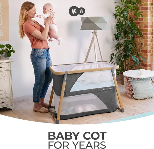 Vista 2 de Kinderkraft Sofi - Cuna de viaje portátil para bebé, cuna convertible 4 en 1 con corral fácil de empacar, cómodo colchón de cuna y una función