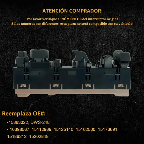 Vista 2 de 15883322 Interruptor de ventana eléctrica, apto para Chevy Silverado GMC Sierra 2003-2007