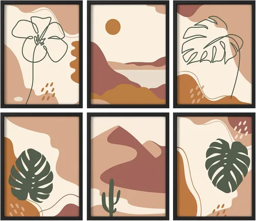 Vista 123 de Juego de galería de collage enmarcado para pared, diseño de plantas de flores de William Morris, ilustraciones de naturaleza silvestre, moderno