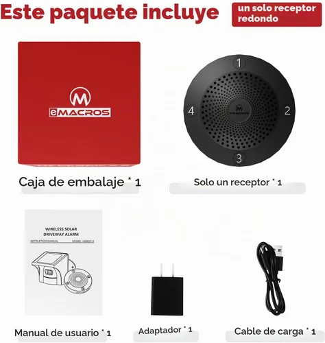 Vista 2 de Alarma de entrada inalámbrica de largo alcance solar de eMACROS para exteriores, resistente a la intemperie, sensor y detector de movimiento
