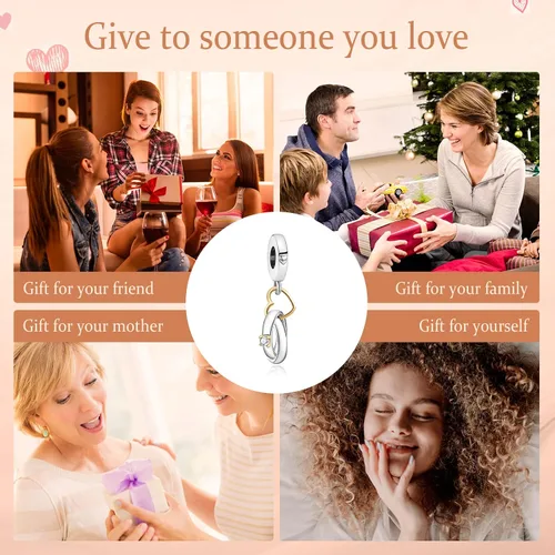 Vista 6 de H.ZHENYUE Colgante de plata esterlina S925 para pulsera, collar, amor, regalos para mujeres y niñas, Plata esterlina, Circonita Cúbica