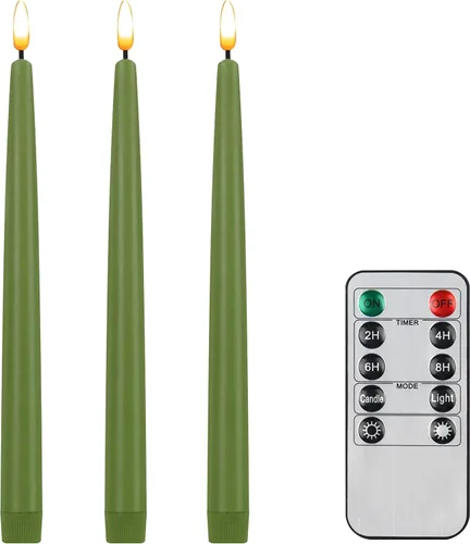 Vista 9 de CVHOMEDECO. Velas cónicas sin llama con control remoto de 10 teclas, velas LED parpadeantes con mecha 3D, funciona con pilas, velas de cera real