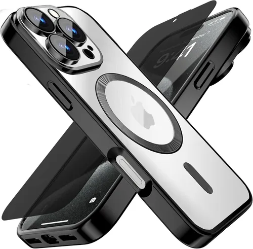 Vista 29 de Misscase Funda MagSafe compatible con iPhone 12 Pro Max con protector de lente de cámara, protección completa, funda magnética transparente
