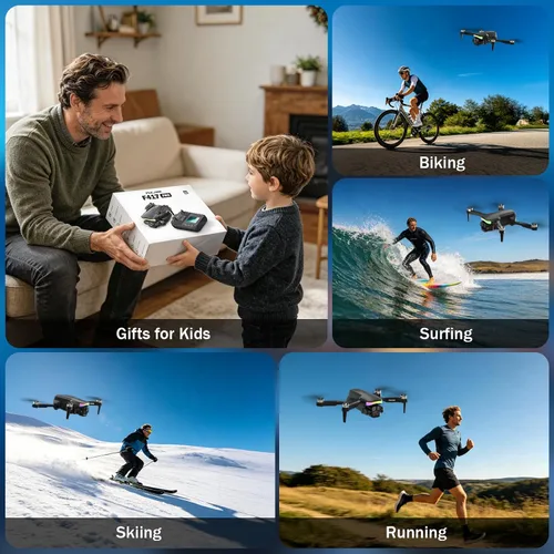 Vista 8 de F417PRO Drone con cámara 1080P para adultos y niños, mini dron con pantalla, dron para adultos, lente dual de 90°, luces LED, flujo óptico, batería