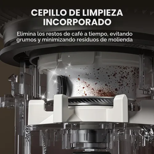 Vista 5 de AMZCHEF Molinillo de Café, Molinillo de Granos de Café con Rebaba para Uso Doméstico con 48 Configuraciones de Molienda Precisas, Embudo Desmontable