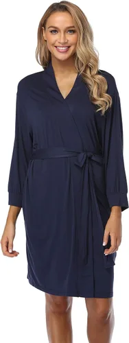 Vista 3 de Bata de algodón para mujer, ligera, para spa, de punto suave, estilo kimono, tallas S-XXL