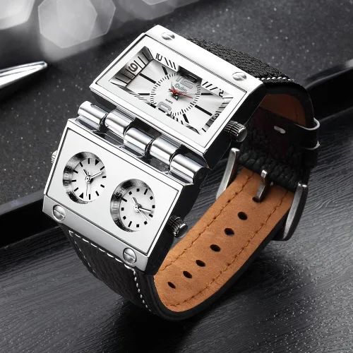 Vista 2 de HASIERY Reloj analógico militar de gran tamaño para hombre, 3 subesferas con manecillas luminosas, modelo 9525