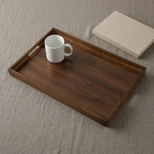 Vista 6 de Bam & Boo Bandeja rectangular grande de madera con asas 19.75 x 12.5 x 1.1 pulgadas