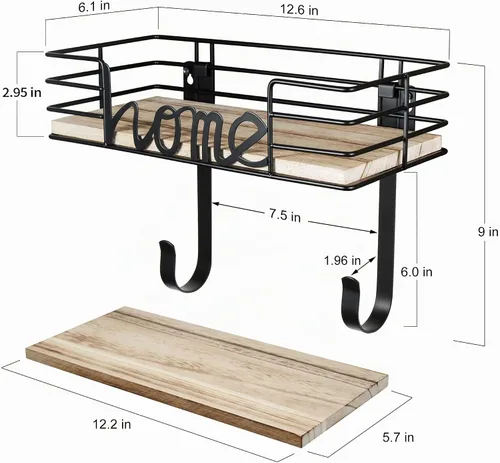 Vista 5 de TJ.MOREE Soporte de pared para tabla de planchar - Soporte metálico de pared para cuarto de lavandería y planchado, incluye gran cesta con base