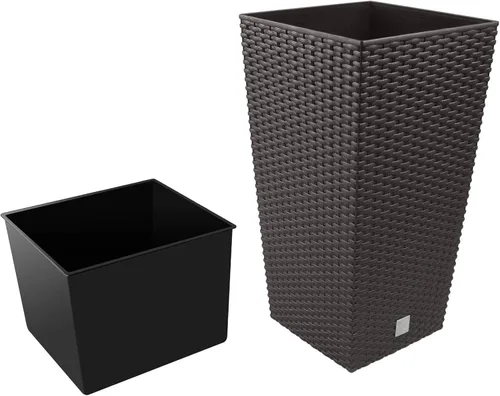 Vista 4 de WELL HOME MOBILIARIO & DECORACIÓN Pack 3 Ollas altas Prosperplast (11,4/19/35 litros) Rato Cuadrado Plástico Color con Tanque, Ocre Oscuro, Set