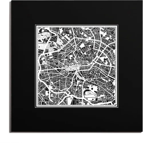 Vista 39 de O3 Design Studio Mapa de corte de papel de París, color negro mate, 20 x 20 pulgadas, arte en papel