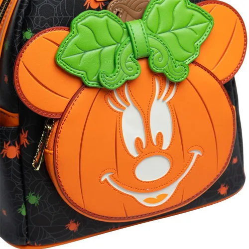 Vista 3 de Loungefly Disney Glow in the Dark Pumpkin Minnie Mouse - Mochila para mujer, Multicolorido, Wdbk3353