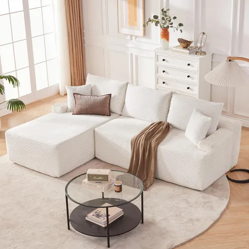 Vista 2 de Mangodan - Sofá seccional en forma de nube, sofá sin huesos para sala de estar, sofá seccional modular con asiento profundo, sofá esponjoso y cómodo
