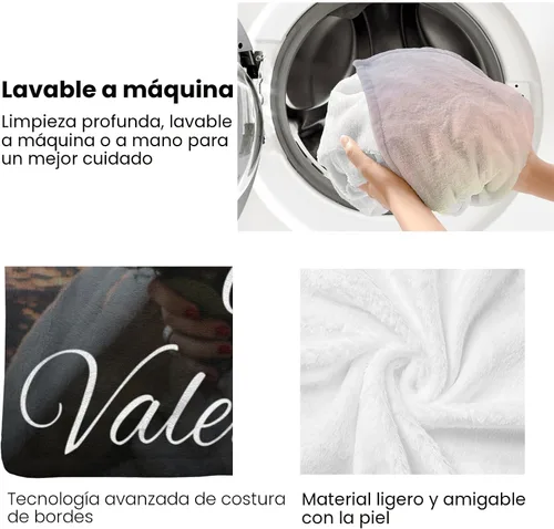 Vista 5 de Printwoo Mantas personalizadas con foto, manta de fotos personalizada, mantas personalizadas con imagen, regalos personalizados para mujeres