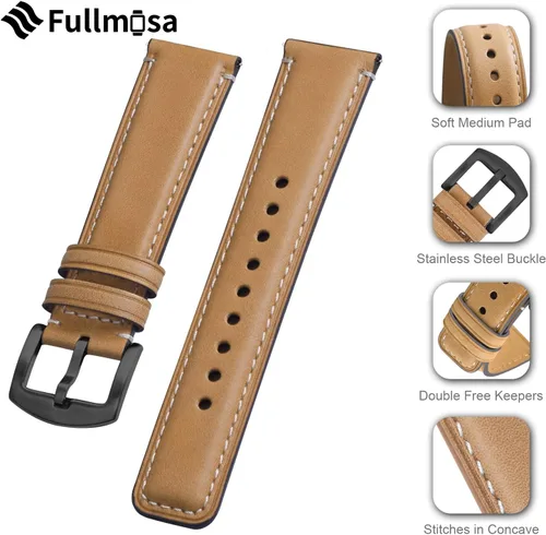 Vista 7 de Fullmosa Correa de reloj de liberación rápida de 0.866 in, 0.787 in y 0.709 in, bandas de cuero bruñido para Samsung Galaxy WatchHuaWei WatchGarmin