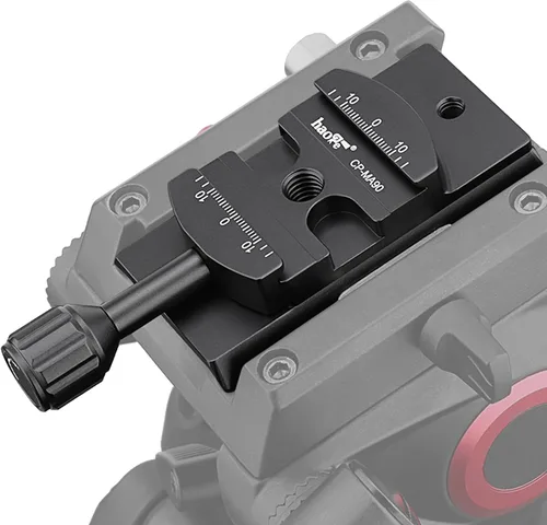 Vista 5 de Haoge CP-MA90 Adaptador de abrazadera QR de placa de liberación rápida para cabezal de video líquido Manfrotto para trípode seleccionado a