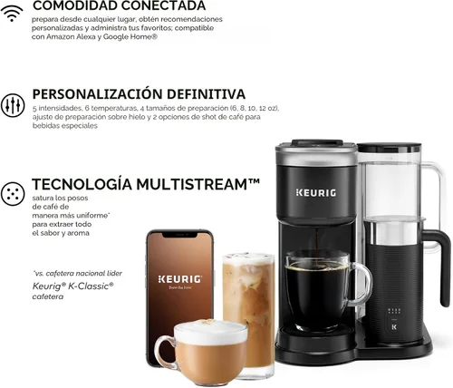 Vista 2 de Keurig K-Cafe SMART - Máquina de café de una sola porción con cápsulas K-Cup, color negro