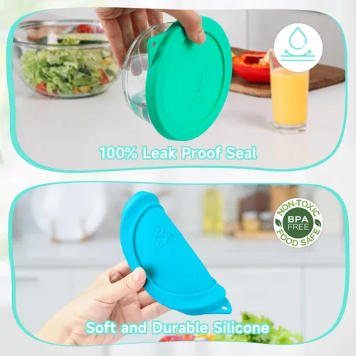 Vista 4 de Sophico - Tapas redondas de silicona para recipiente de almacenamiento de 2 tazas, reemplazo para Pyrex 7200-PC y cuencos de vidrio Anchor Hocking
