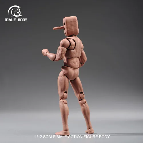 Vista 5 de Fremego Figura de acción masculina a escala 1/12, figura muscular súper flexible y fuerte de 6 pulgadas, cabeza cuadrada, figura de acción