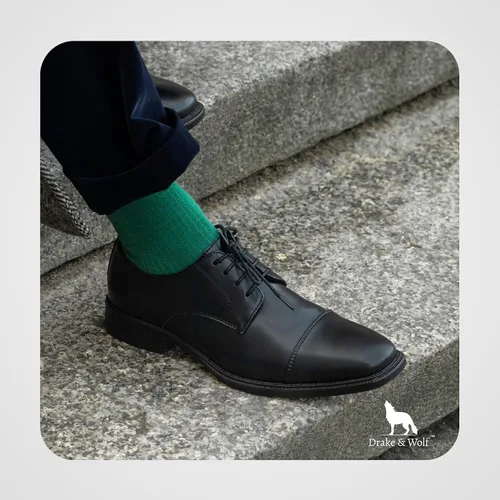 Vista 8 de Drake & Wolf Zapatos Oxford hechos a mano para hombre Zapatos de vestir para hombre Clásicos Oxford de cuero de microfibra hechos a mano