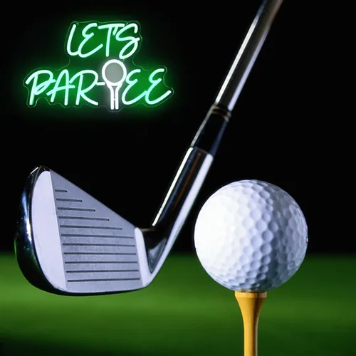 Vista 7 de Let's Par Tee Letrero de Neón para Decoración de Pared - Luz LED Verde y Blanca de Pelota de Golf - Letrero Colgante Regulable para Club de Golf