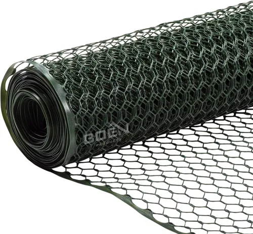 Vista 14 de Boen Malla hexagonal de plástico para aves de corral, barrera temporal de alambre de pollo para patio (2 x 25 pies, negro)
