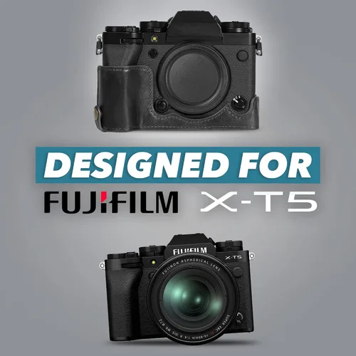 Vista 3 de MegaGear Ever Ready - Funda de piel auténtica compatible con Fujifilm X-T5, color negro