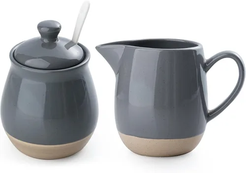 Vista 17 de famiware Milkyway Cremera de 13 onzas con asa, jarra de cerámica para café/leche/salsa/servir/ensalada, dispensador de gres para jarabe de arce