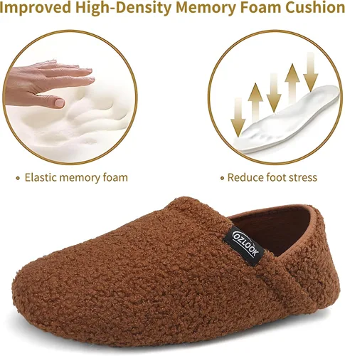 Vista 2 de OZLOOK Slippers for Women Men, Mens Womens House Slippers, Fuzzy Slippers Memory Foam Warm Curly Fur Indoor
