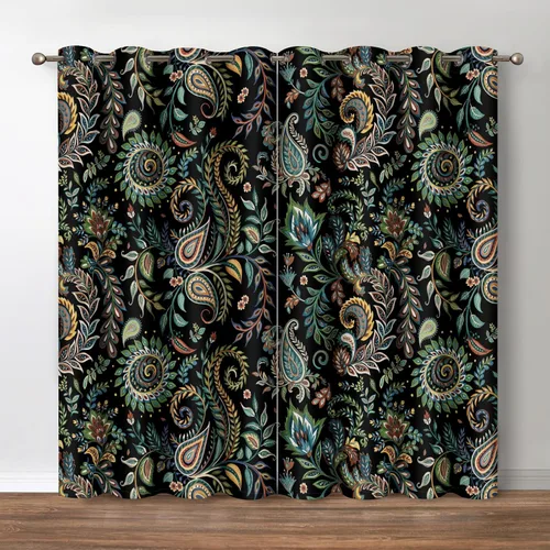 Vista 7 de Aimego Cortinas opacas abstractas con ojales para ventana, para el hogar, dormitorio, sala de estar, 2 paneles (42 x 54 pulgadas)