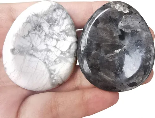 Vista 14 de Piedra calmante para el pulgar, en forma de gota, para relajar el estrés y curación con cristal Reiki, cabe en la palma de la mano