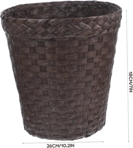 Vista 2 de LIFKOME Cubo de almacenamiento de paja Papelera portátil Papelera de escritorio Cestas de almacenamiento decorativas Cesta decorativa Papelera