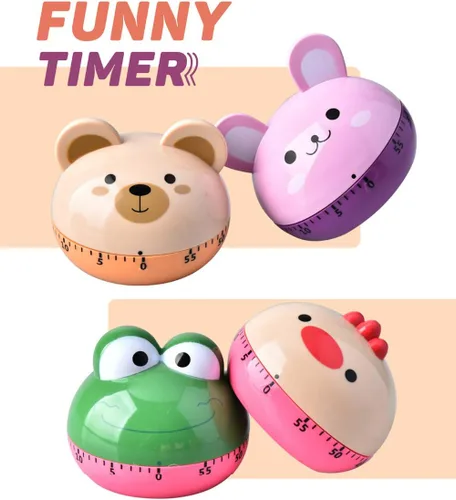 Vista 8 de Divertidos temporizadores mecánicos de animales, 60 minutos, dispositivo de cocina, temporizador de cocina, reloj con alarma fuerte, contadores
