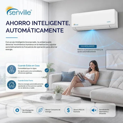 Vista 5 de Senville AURA Mini Split Aire Acondicionado, Bomba de Calor, Blanco, 6000