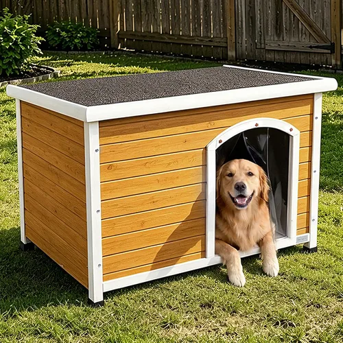 Vista 2 de Petsfit - casetas cuchas de madera para perros pequeños, medianos y perros grandes, resistente a la intemperie para perros, con patas elevadas.