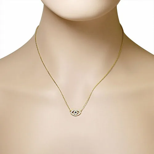 Vista 7 de Collar con colgante CZ mal de ojo azul blanco de plata de ley 925