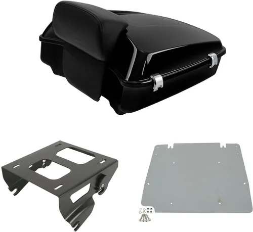 Vista 10 de TCT-MOTORPARTS Paquete de viaje picado, maletero, almohadilla de respaldo, estante de montaje individual negro para modelos Harley Touring Road King