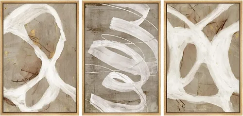 Vista 28 de SIGNWIN Lienzo enmarcado para pared, juego de arte abstracto de serenidad costera, ilustraciones abstractas junto al mar, arte moderno, decorativo