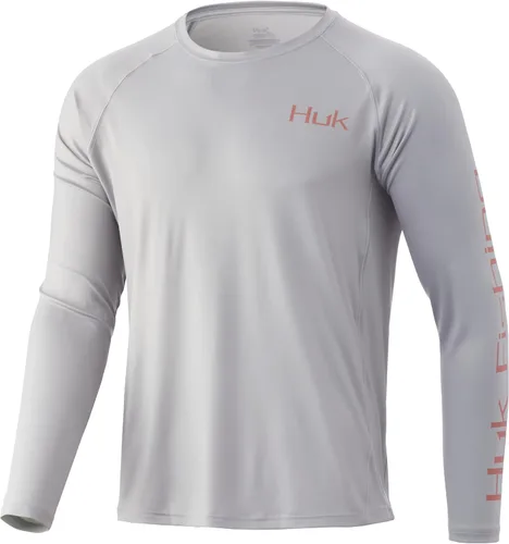 Vista 22 de HUK Camiseta de pesca de manga larga con protección solar para hombre Vc Pursuit Pescado de hueso - Glaciar