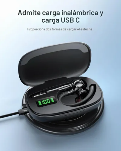 Vista 2 de Auriculares inalámbricos con Bluetooth, auriculares de botón con cancelación de ruido, micrófono manos libres, tiempo de espera de 160H, auriculares