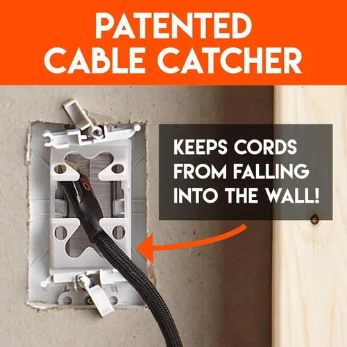 Vista 4 de ECHOGEAR Placa de cepillo de pared para ocultar hasta 8 cables de bajo voltaje, cepillos resistentes con diseño de captura de cables, paso de cable