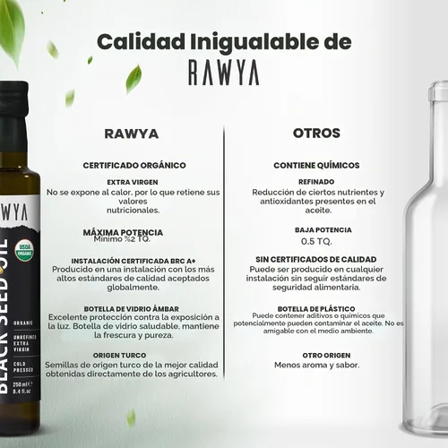 Vista 5 de RAWYA Aceite de semilla negra – Certificado orgánico USDA – prensado en frío – 8.4 onzas líquidas – Extra virgen – Semilla de comino negro turco