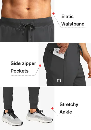 Vista 5 de G Gradual Pantalones deportivos para hombre con bolsillos con cremallera, elásticos, cónicos, pantalones deportivos para hombre, entrenamiento