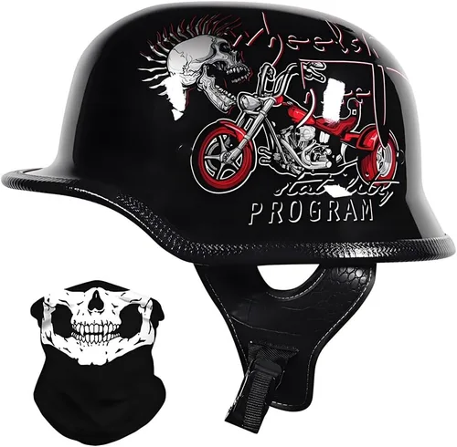 Vista 10 de Casco de motocicleta de estilo alemán, casco de motocicleta aprobado por DOT, para adultos, hombres y mujeres, casco de media carcasa de cara