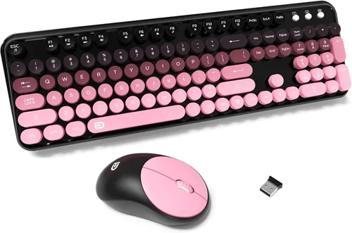 Vista 12 de FD Juego de teclado y mouse inalámbricos de 2.4 GHz con botón de interruptor, teclado de tamaño completo, compatible
