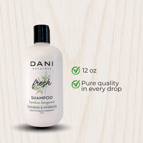 Vista 3 de DANI Naturals Bamboo Bergamota Champú sin sulfato, vegano, hidratante, espesa e hidrata, 12 onzas líquidas