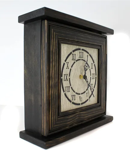 Vista 5 de American Furniture Classics Modelo CLOCKDW Reloj de repisa en chapa de nogal oscuro con compartimento secreto